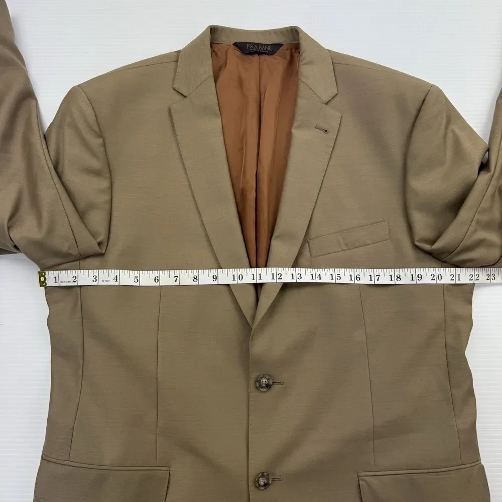 Jos A Bank Joseph Metropolitan 43R Tan 100% Wool Sport Coat Blazer 2 Button